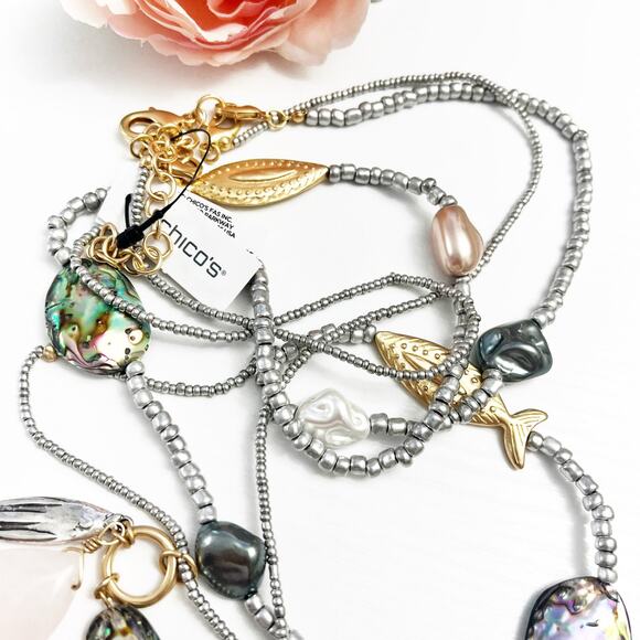 NEW Chico's White Jade Ocean Necklace - Picture 8 of 9